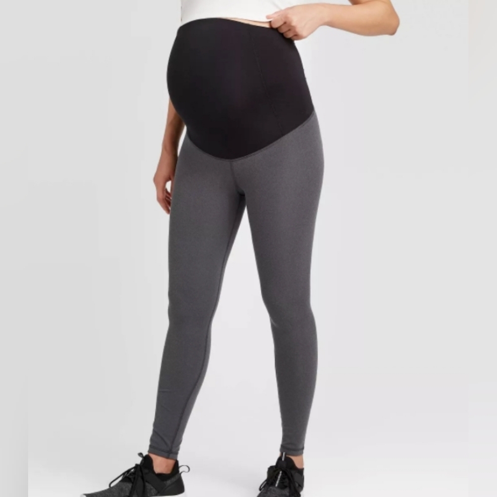 NWT Isabell Maternity Active Leggings + Crossover Panel Heather Gray XXL